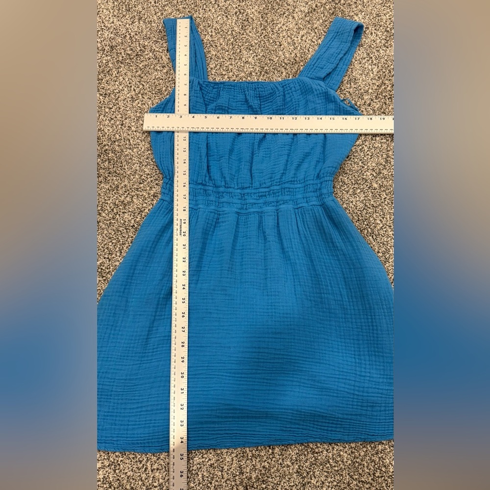 Michael Stars Josephine Blue Sleeveless Cotton Gauze Mini Above the Knee Dress - Picture 14 of 14